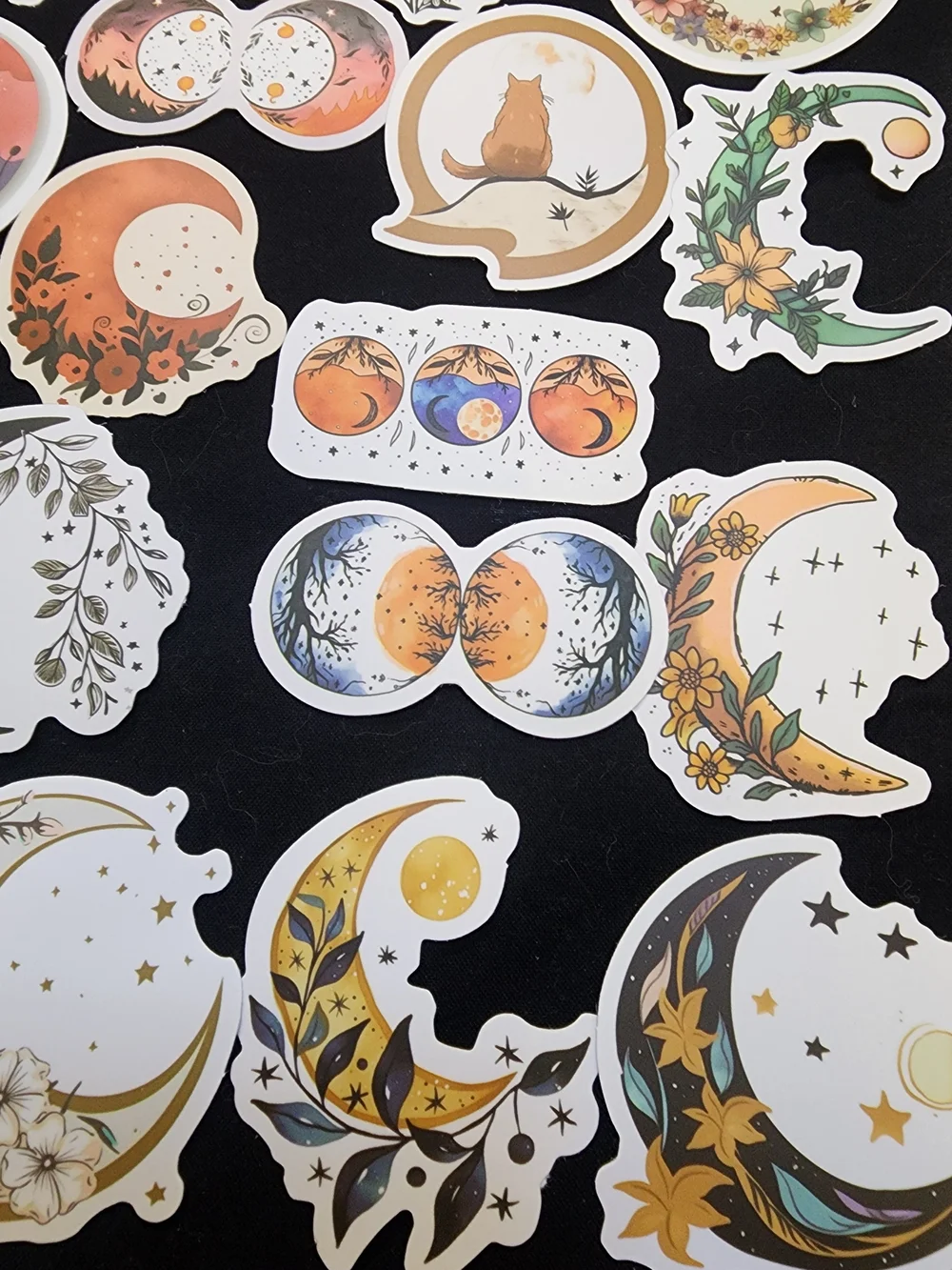 50 Celestial Cat & Moon Sticker Set